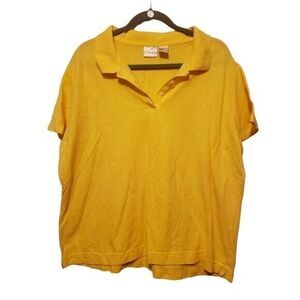 C.C. Hughes Womens Sz 2XL  Yellow Solid Short Sleeve Polo Shirt